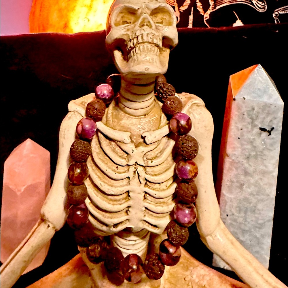 Anti anxiety Bracelet with Lepidolite and Lava Stone